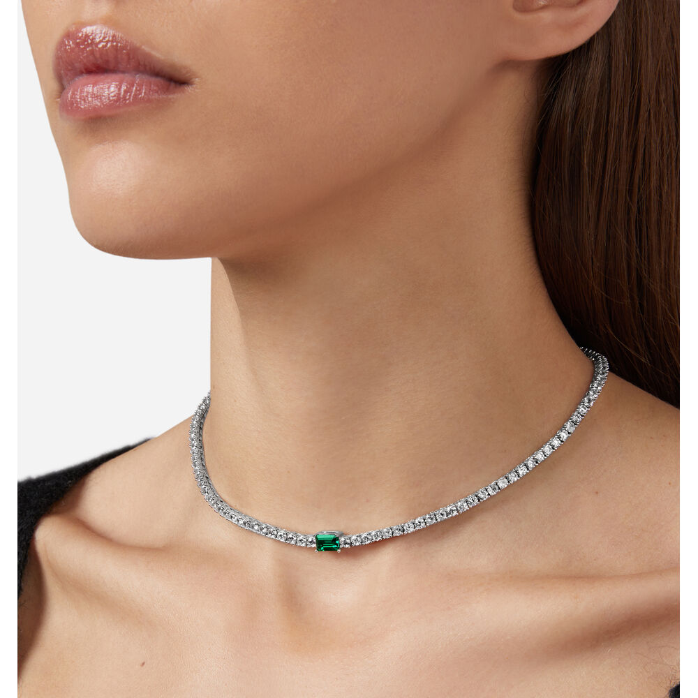 Women's necklace Emerald adjustable with zirconia and nano stones, CHIARA FERRAGNI