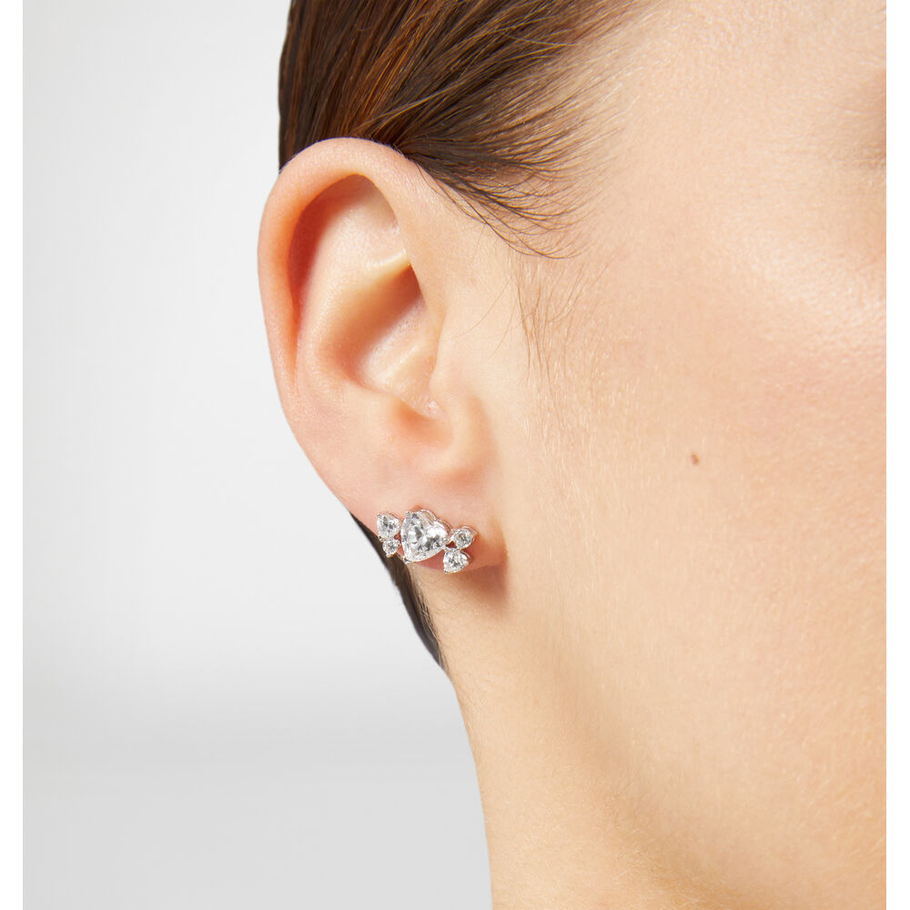 Women's earrings sterling silver stud with white zirconia stones, CHIARA FERRAGNI