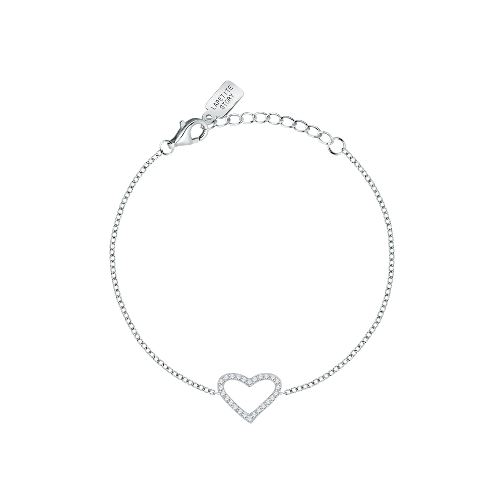 Women's bracelet sterling silver with heart and white zirconia, LA PETITE STORY