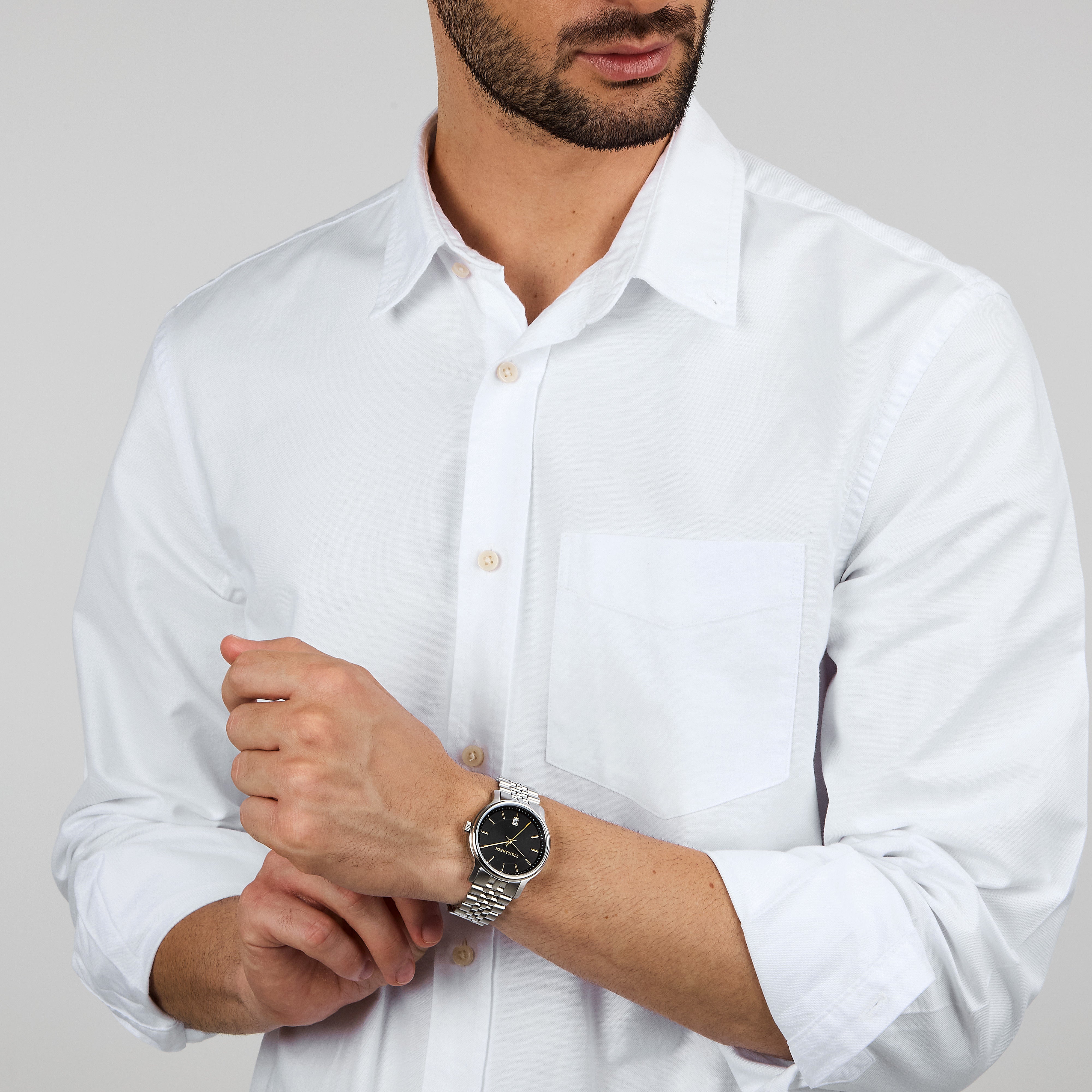 Men’s T-Inedito watch 39mm, black sunray dial, Trussardi