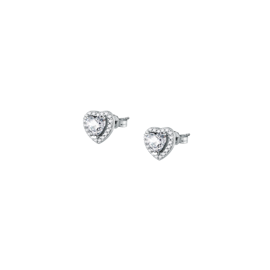 Women's earrings sterling silver Tesori heart-shaped