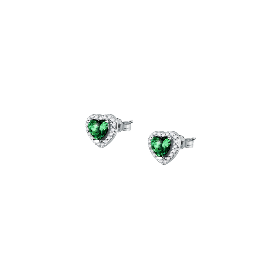 Women's earrings sterling silver Tesori heart-shaped
