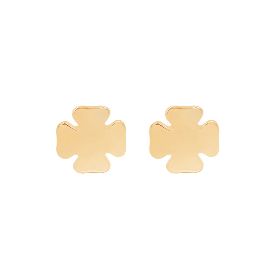 Women's earrings with clover, gold-plated, engravable, Lilou