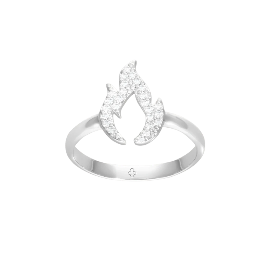 Women's ring Flame with white cubic zirconia, silver-plated, Lilou