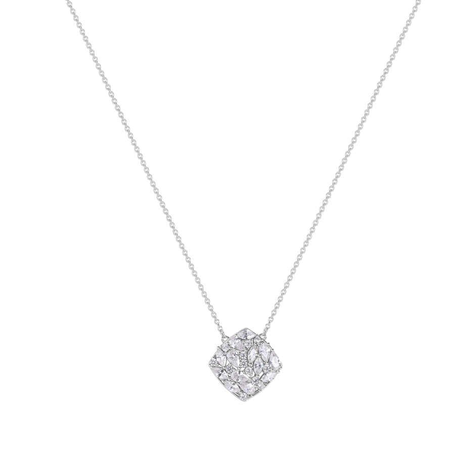 Women's silver necklace GEMMA short, white zirconia, 44cm, ROSATO