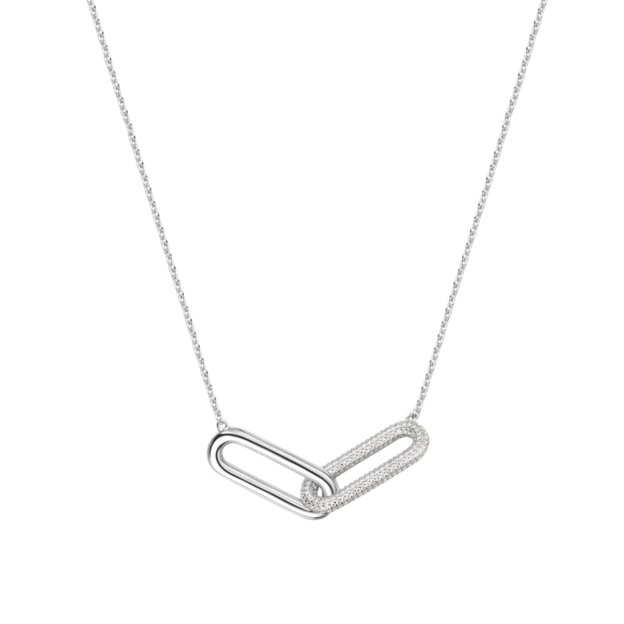Women's silver necklace BIANCA short, white zirconia, 44cm, ROSATO