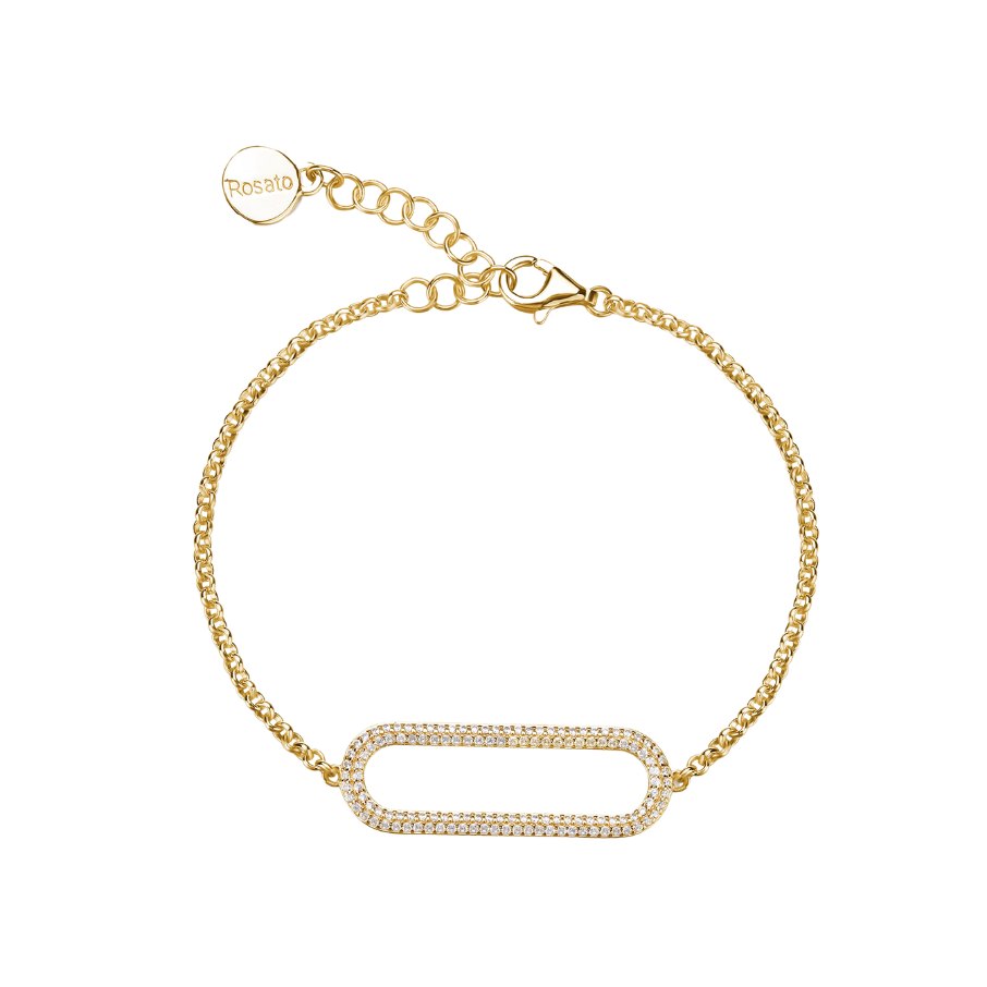 Women's silver bracelet BIANCA soft gold-plated, white zirconia, ROSATO