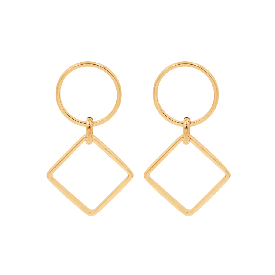 Women's earrings California Mini handcrafted 5 cm gold-plated, Lilou