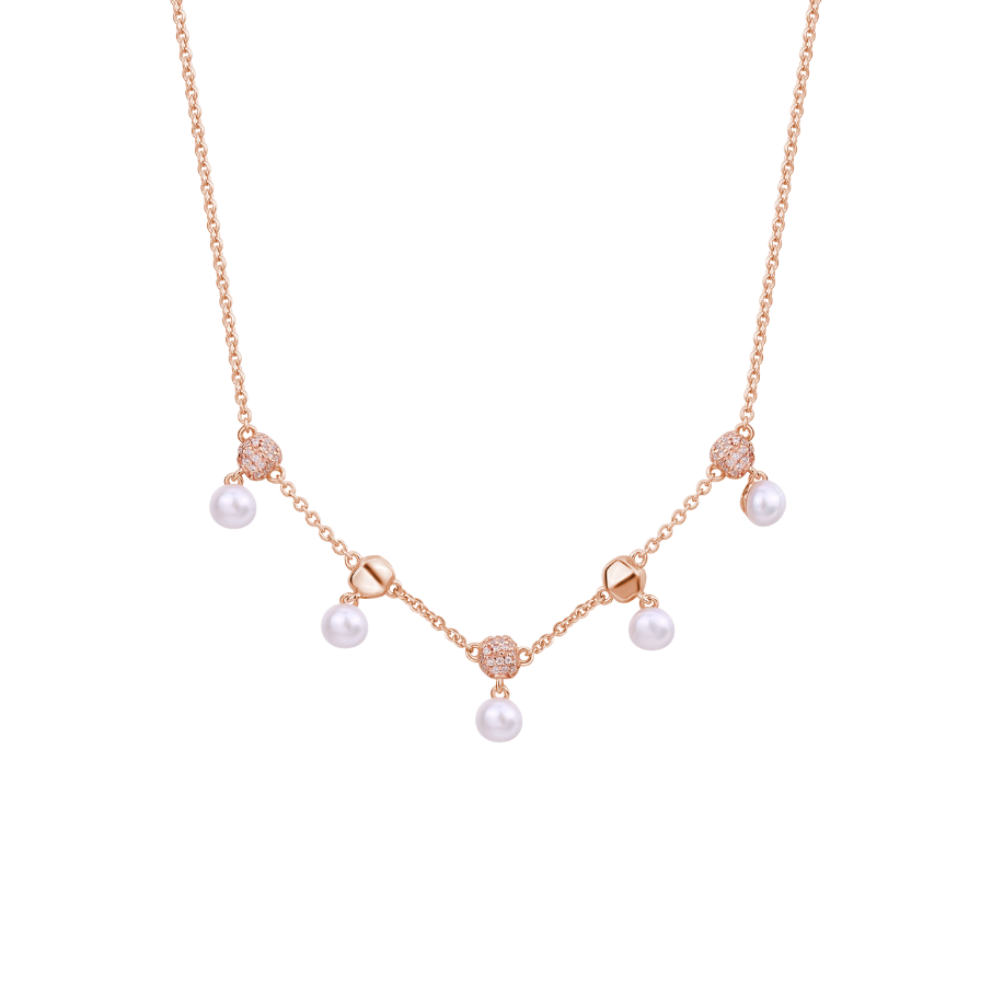 Women's Silver Necklace AZZURRA with Natural Pearls, ROSATO