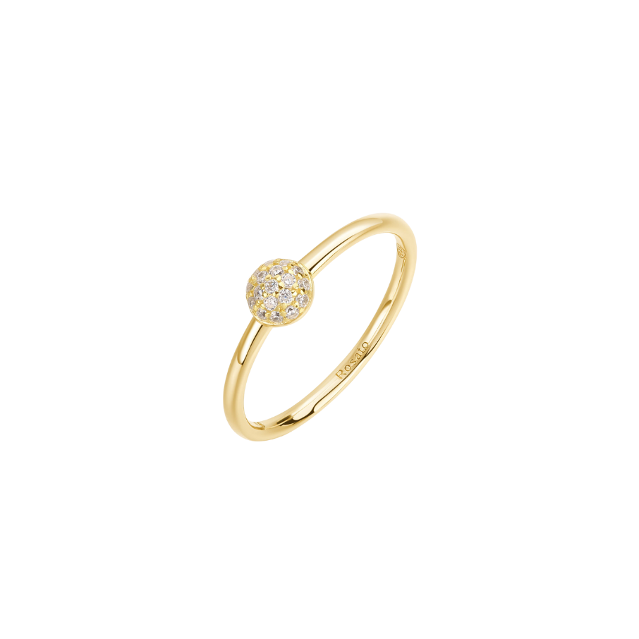 Women's Gold-Plated Silver Ring BIANCA with Zirconia Stones, ROSATO