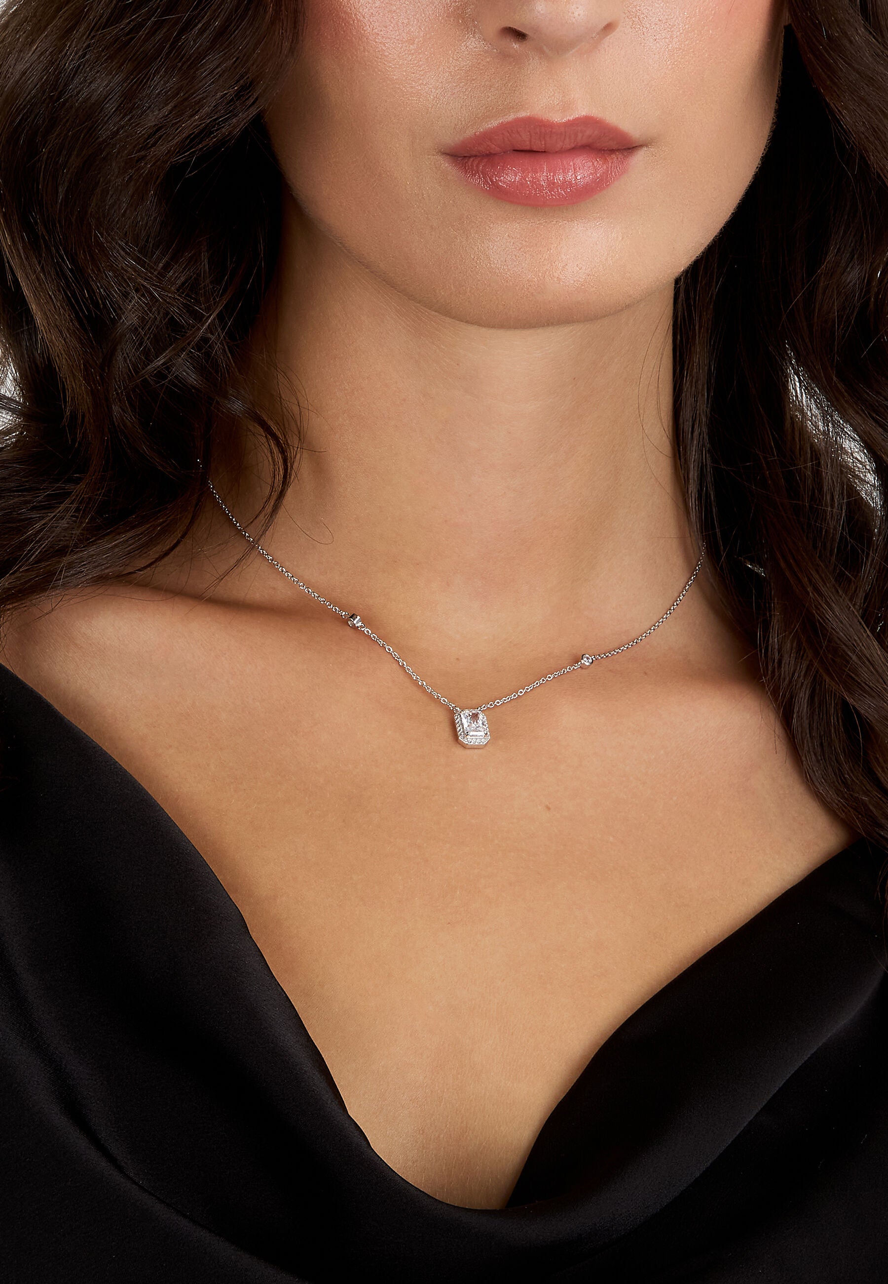 Women’s silver Tesori necklace with white cubic zirconia, Morellato