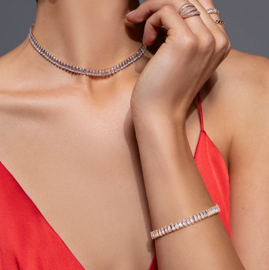 Bratara eleganta ajustabila de 16 cm + extensie de 4 cm placata cu aur de 18k si zirconii albe - Bratari ajustabile - 218/160/BRA/BIC/PO - Lilou - Tessora