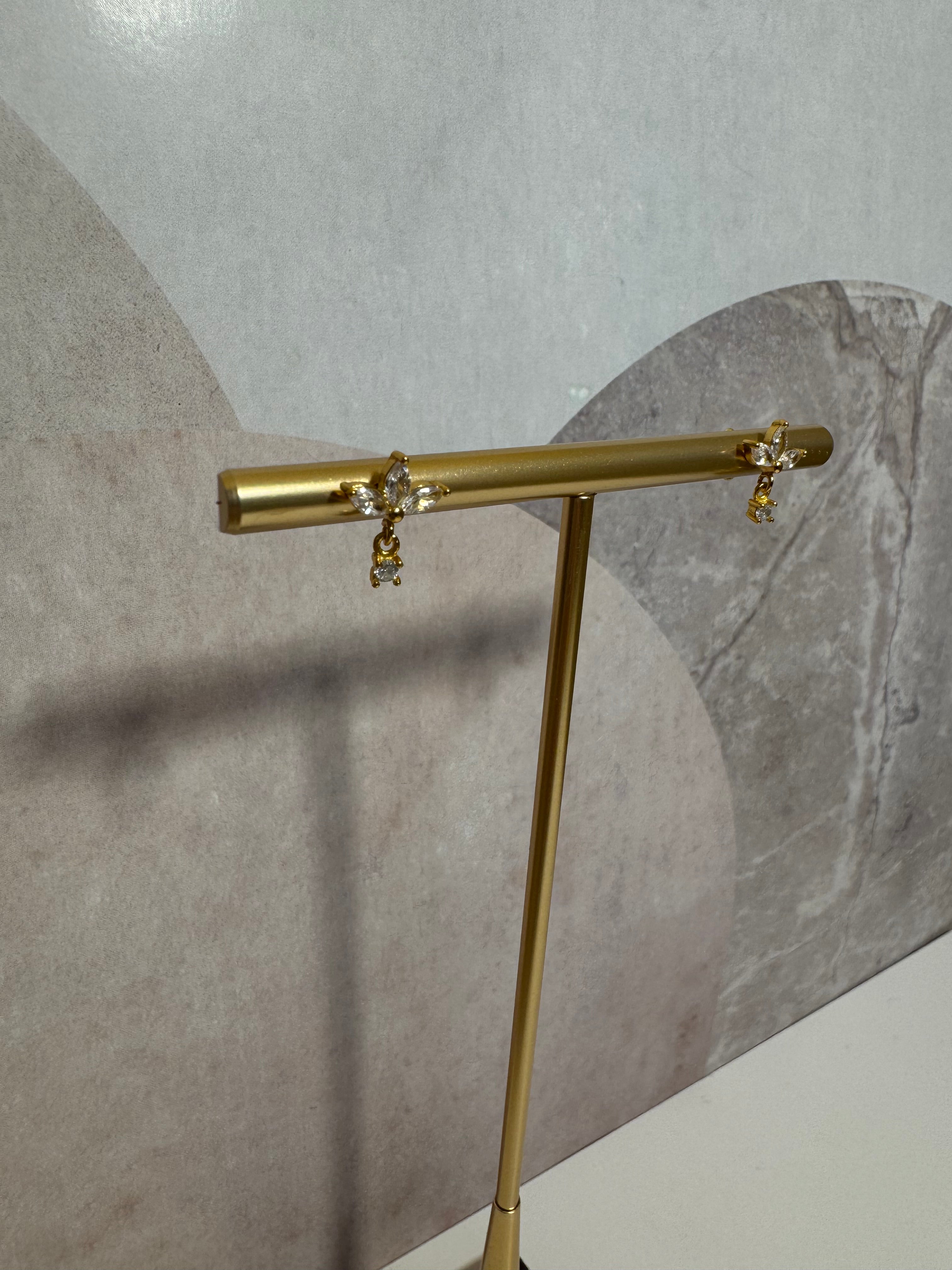 Ženske srebrne naušnice pozlaćene s kristalnom tiarom, TESSORA