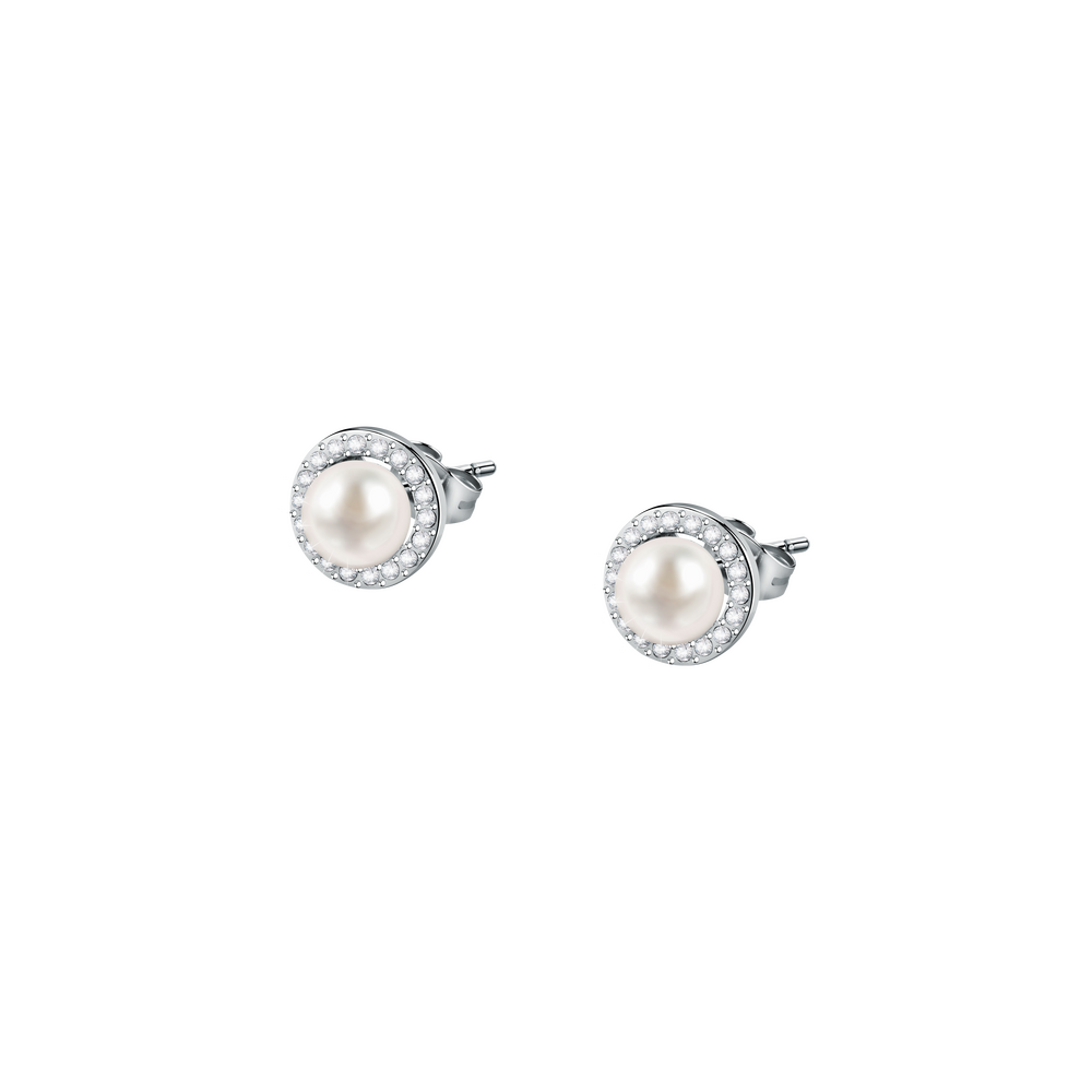 Women's earrings sterling silver with pearl and zirconia stones, MORELLATO
