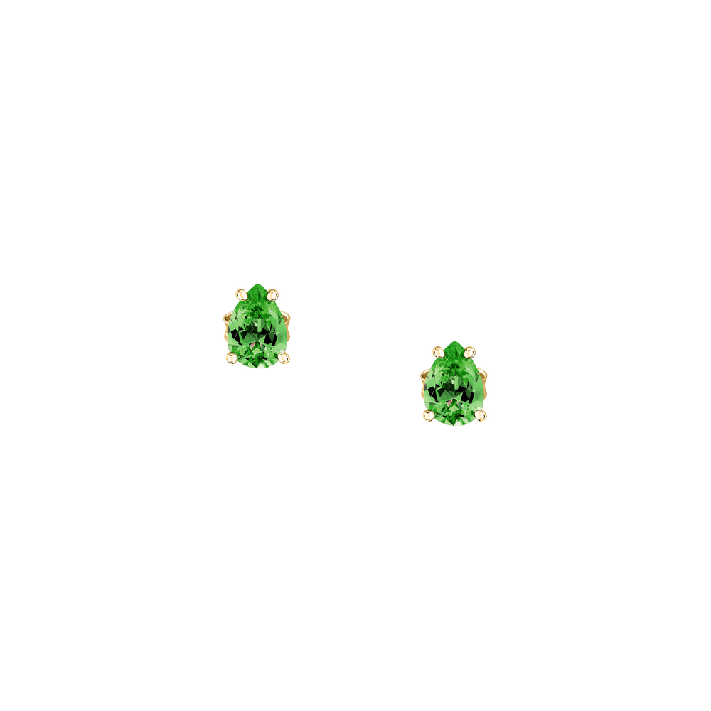 Women's earrings sterling silver with green stone gold-plated, MORELLATO