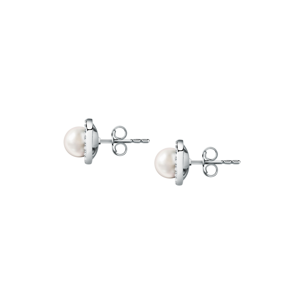 Women's earrings sterling silver with pearl and zirconia stones, MORELLATO