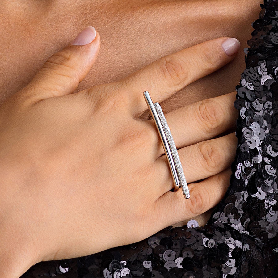 Women's Double Silver Ring BIANCA, ROSATO