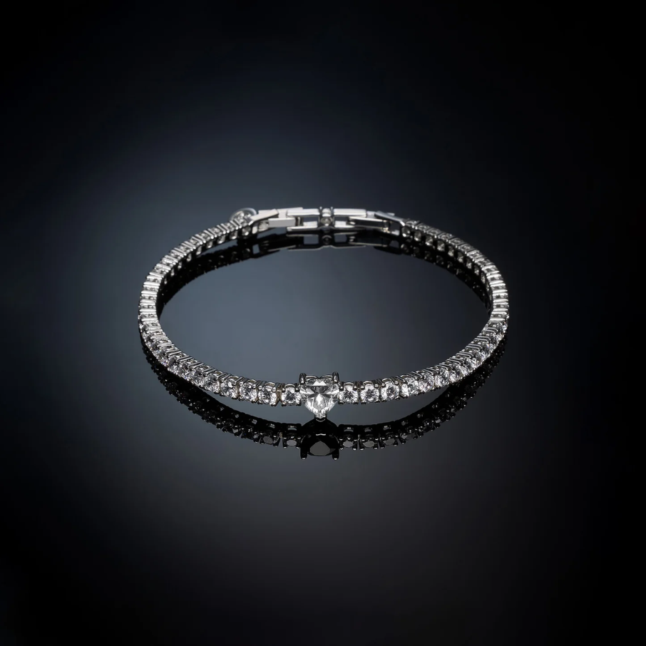 Brățară tennis placată cu rodiu FIRST LOVE pentru femei, cu pietre, Chiara Ferragni