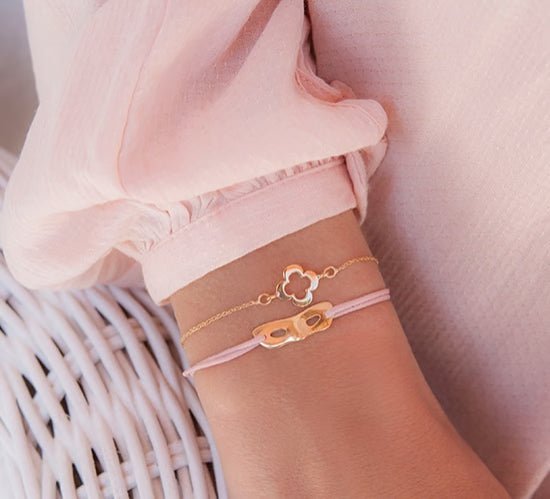 Women's bracelet AZUR with round clover gold - plated, Lilou - Bracelets - AZUR/MINI/4/BR/16/PO - Lilou - Tessora